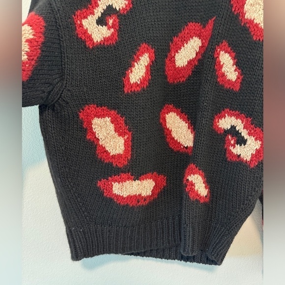 Ba&sh Leo Jacquard Knit Wool Alpaca Mohair Blend Black Red Leopard Sweater S - Picture 8 of 15